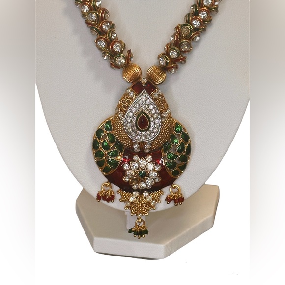 Bridal Gold 14k playing on Sterling Silver: Meena Kari &Semi Precious Gemstones - Picture 4 of 4